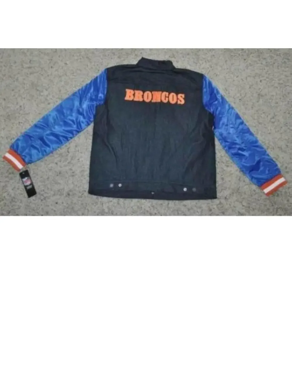 Levis Denver Broncos Jacket Medium NFL Football Denim Satin Varsity Trucker